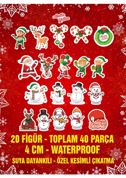 Engin Print Yılbaşı Christmas Noel Etiketleri 40 Parça Sticker Waterproof