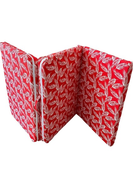Katlanır Yatak Yer Yatağı Sünger Yatak Taşınabilen Tek Kişilik 80X180 Kırmızı Tüylü 6 cm