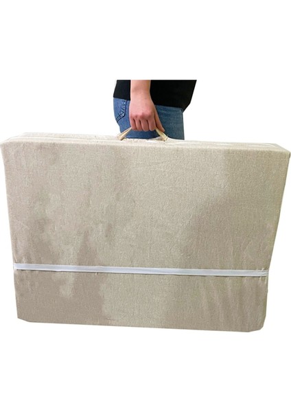 Katlanır Yatak Yer Yatağı Sünger Yatak Taşınabilen Tek Kişilik 80X180 Krem-6 cm