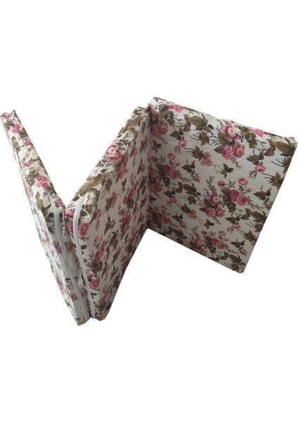Tek Kişilik Katlanır Yer Yatağı Sünger Yatak Katlanır Yatak Ingiliz Gülü 80X180 Cm-6 cm