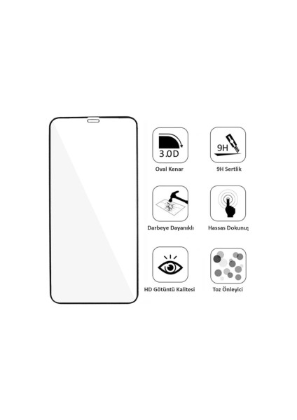 Xiaomi Redmi Note 10 Note 10S Ekran Koruyucu 9d Tam Kaplama Cam Siyah