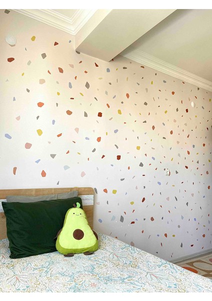 180 Parça Terrazzo Taş Desen Duvar Sticker Seti