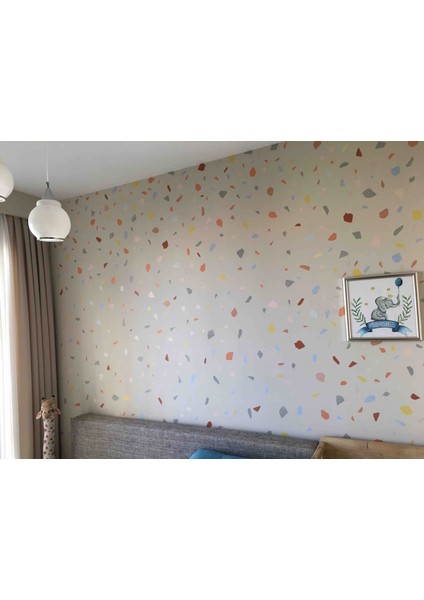 180 Parça Terrazzo Taş Desen Duvar Sticker Seti