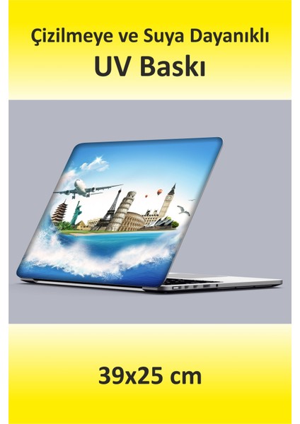 Dokulu Uv Baskı Sticker Kaplama Notebook Macbook Kapak Koruyucu Travel