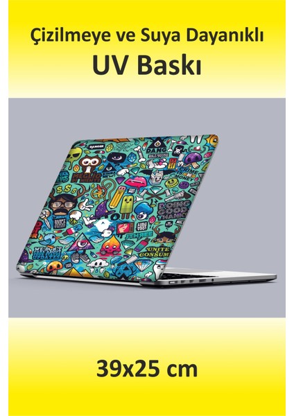 Dokulu Uv Baskı Sticker Kaplama Notebook Macbook Kapak Koruyucu