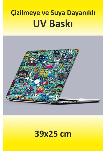 Dokulu Uv Baskı Sticker Kaplama Notebook Macbook Kapak Koruyucu