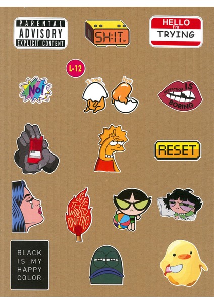 Mental Art Sanat Temalı Laptop Notebook Tablet Sticker Seti 17 Adet