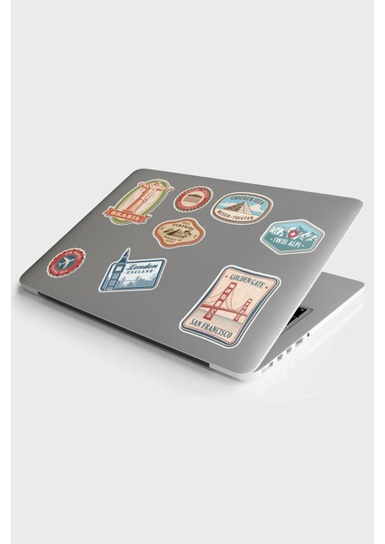 Dünya Şehirleri Temalı Laptop Notebook Kask Valiz Can Çanta Sticker Etiket Seti