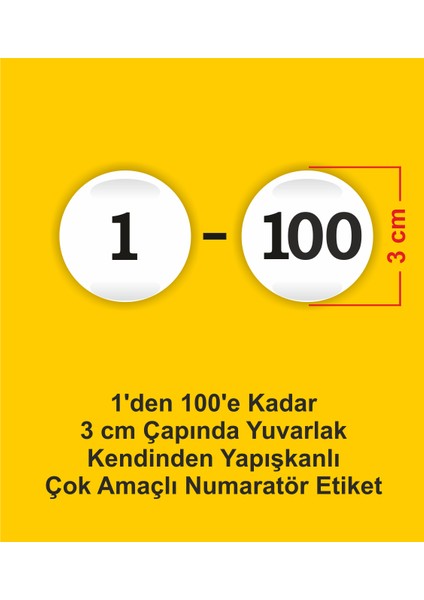 1-100 Genel Amaçlı Numara Etiketi