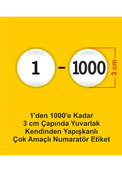 1-1000 Genel Amaçlı Numara Etiketi