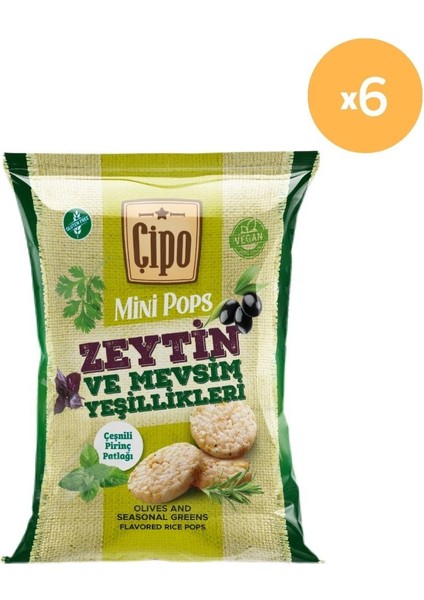 Glutensiz Fabrika Çipo Zeytin ve Mevsim Yeşillikleri 6 Adet Vegan Glutensiz Atıştırmalık