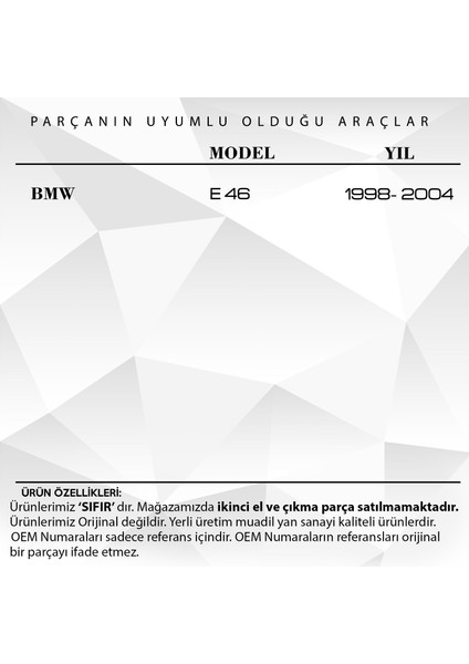 Alpha Auto Part Bmw E46 Için Için Kontak Şaft Kilit Silindir Mili