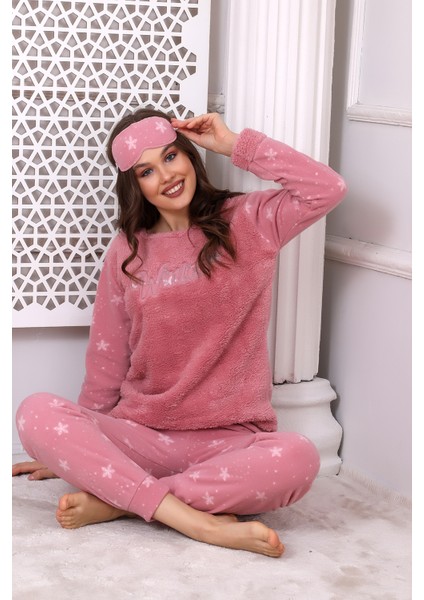 Fwn 3024 Peluş Welsoft Polar Kışlık Yumoş Kadın Pijama Takımı