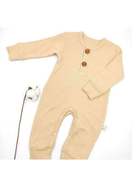 Fitilli İki Düğmeli Vizon Uzun Kollu Bebek Tulumu %100 Cotton fiyatları