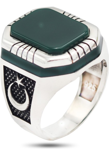 Zümrüt Taşlı Erkek Gümüş Yüzük 201021517