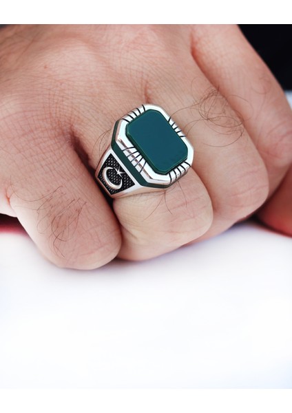 Zümrüt Taşlı Erkek Gümüş Yüzük 201021517 fiyatları