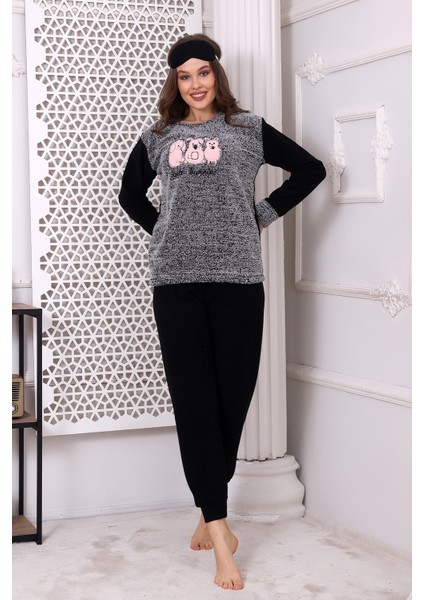 Fawn 3016 Peluş Welsoft Polar Kışlık Kadın Yumoş Pijama Takımı