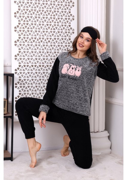 Fawn 3016 Peluş Welsoft Polar Kışlık Kadın Yumoş Pijama Takımı