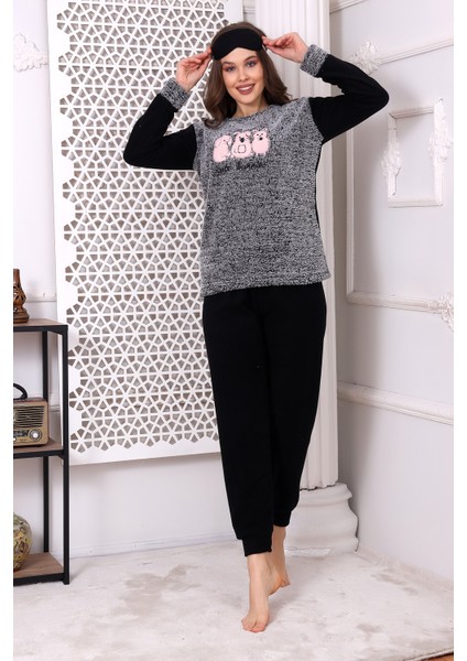 Fawn 3016 Peluş Welsoft Polar Kışlık Kadın Yumoş Pijama Takımı
