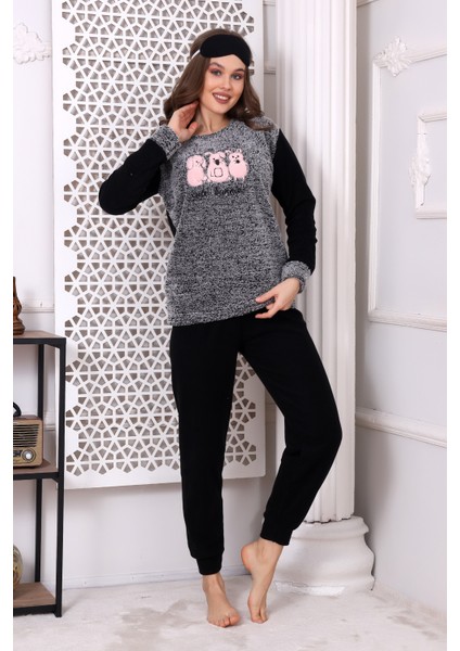 Fawn 3016 Peluş Welsoft Polar Kışlık Kadın Yumoş Pijama Takımı