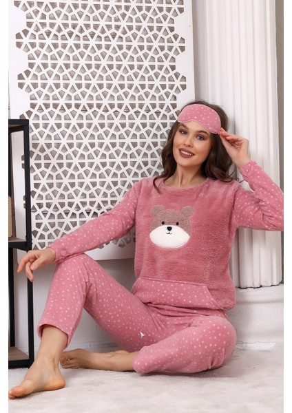 Fawn 3010 Peluş Welsoft Polar Kışlık Pandalı Cepli Kadın Pijama Takımı fiyatları