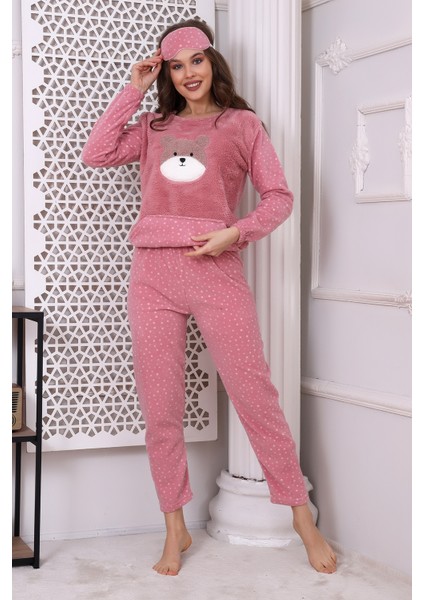 Fawn 3010 Peluş Welsoft Polar Kışlık Pandalı Cepli Kadın Pijama Takımı indirimleri