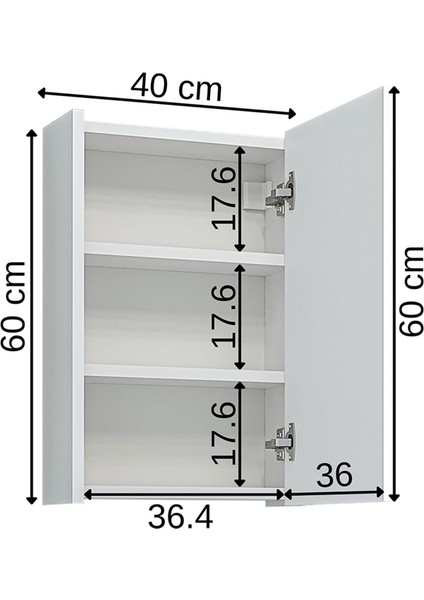 Banos Banyo Roomart Kulpsuz Tek Kapaklı Mat Beyaz 50 cm Aynalı Banyo Üst Dolabı