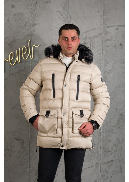 Kapşonlu Kapitone Içi Polarlı Erkek Şişme Mont modelleri