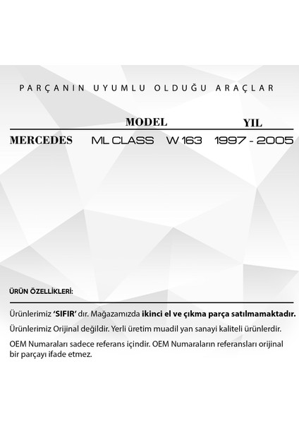 Mercedes ml W163 Için Kapı Kilit Plastiği (Sağ-Sol)