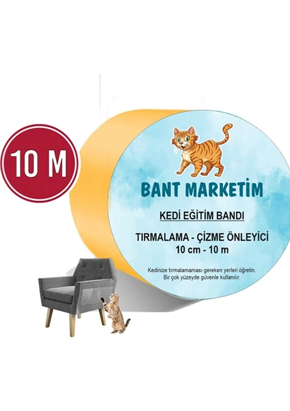 Bant Marketim Kedi Caydırıcı Eğitim Bandı, Mobilyalar Için Tırmalamaya Karşı Önleyici, %100 ŞEFFAF10 cm x 10 mt