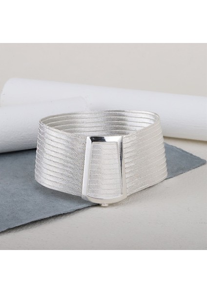 Kadın Gümüş 13 Sıra Klasik Toka Trabzon Hasır Bileklik