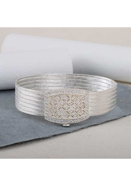 Kadın Gümüş Trabzon Hasır Prenses Toka 7 Sıra Bileklik