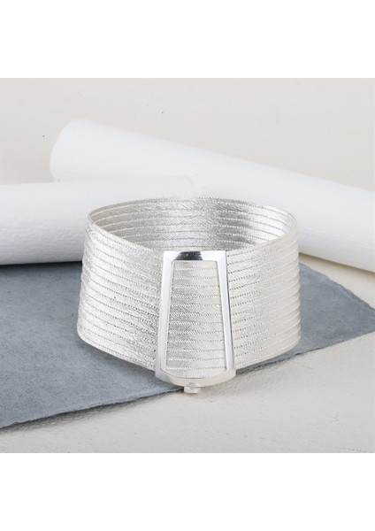 Kadın Gümüş Klasik Toka 15 Sıra Trabzon Hasır Bileklik