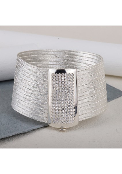 Kadın Gümüş Full Taşlı Toka 15 Sıra Trabzon Hasır Bileklik