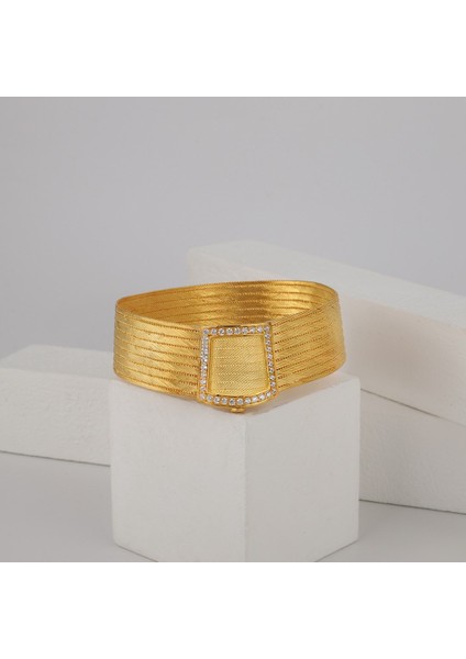 Kadın Gümüş Tek Sıra Taşlı 9 Sıra Hasır Bileklik