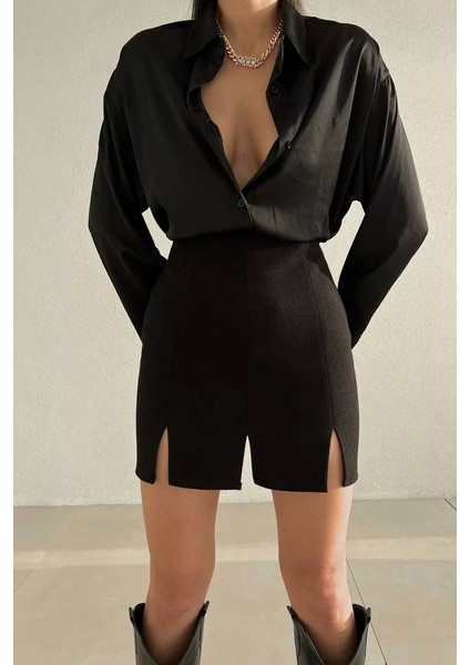 Yırtmaç Detaylı Mini Etek fiyatları