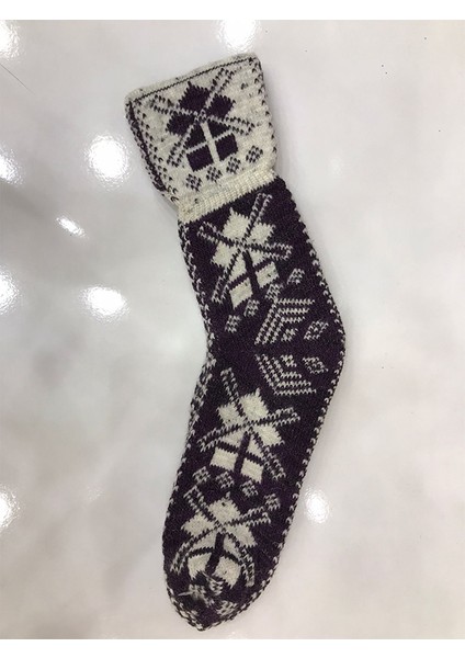 Kışlık Kilim Motifli Sıcak Tutan Örgü Yün Ünisex Çorap 40