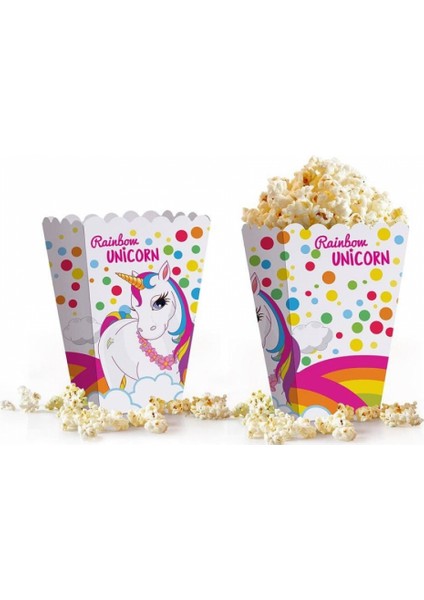 Rainbow Unicorn Popcorn Kutusu 8li