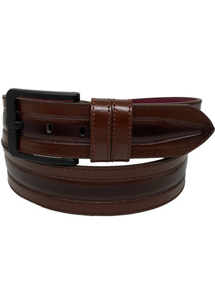 Kahverengi Suni Deri Dikişli Model 4.5 Cm.lik Spor Kot Kemer - 4513-61-22KS fiyatları