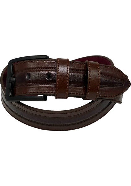 Kahverengi Suni Deri Dikişli Model 4.5 Cm.lik Spor Kot Kemer - 4513-61-22KS modelleri