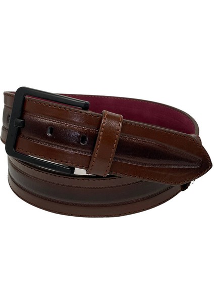 Kahverengi Suni Deri Dikişli Model 4.5 Cm.lik Spor Kot Kemer - 4513-61-22KS fırsatları