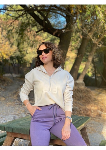 Bej Fermuarlı Modal Sweat fırsatları