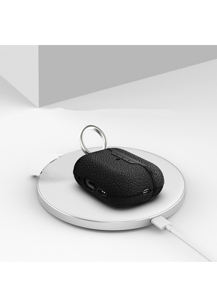 Apple Airpods Pro 2. Nesil Için Deri Desenli Askılı Silikon Kılıf