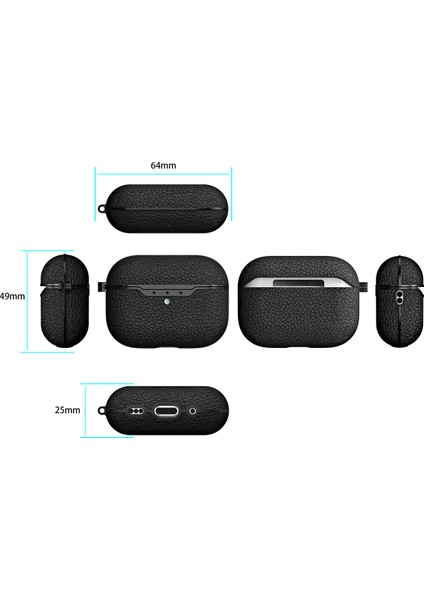 Apple Airpods Pro 2. Nesil Için Deri Desenli Askılı Silikon Kılıf
