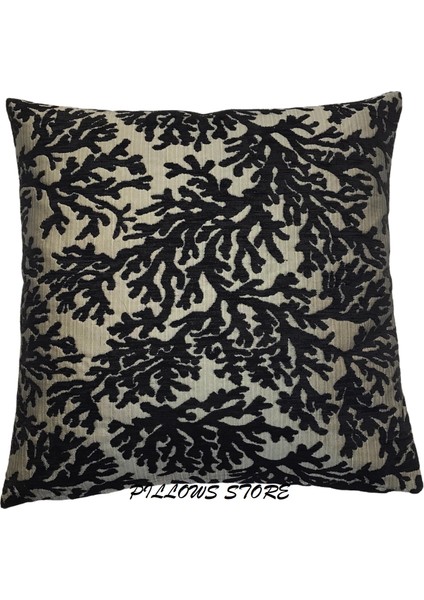 Mercan Desenli Siyah Kırlent Kılıfı 45CM*45CM