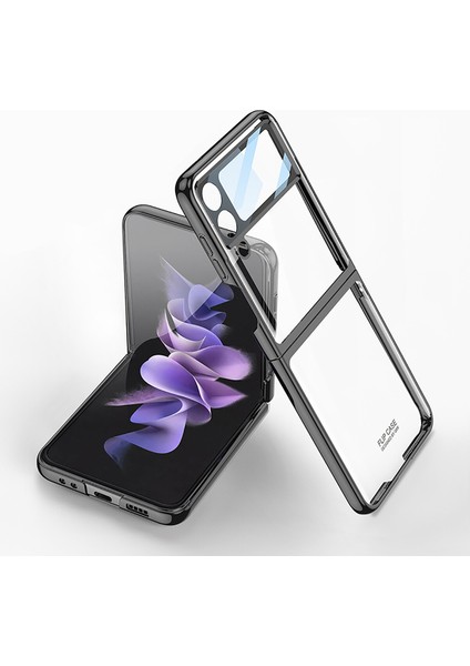 Samsung Galaxy Z Flip 4 Kılıf Renkli Kenarlı Kamera Korumalı Şeffaf Kıpta Kapak
