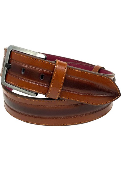 Taba Suni Deri Dikişli Model 4.5 Cm.lik Spor Kot Kemer - 4523-61-22KS fırsatları