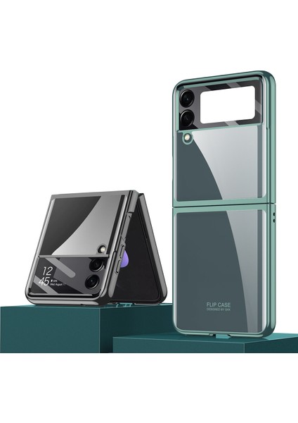 Samsung Galaxy Z Flip 4 Kılıf Renkli Kenarlı Kamera Korumalı Şeffaf Kıpta Kapak