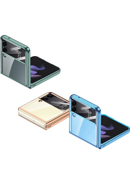Samsung Galaxy Z Flip 4 Kılıf Renkli Kenarlı Kamera Korumalı Şeffaf Kıpta Kapak