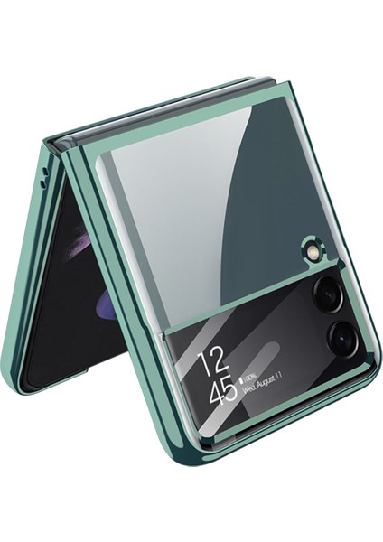 Samsung Galaxy Z Flip 4 Kılıf Renkli Kenarlı Kamera Korumalı Şeffaf Kıpta Kapak